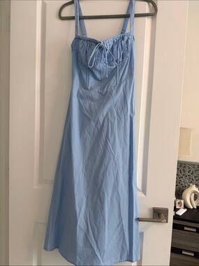 Light Blue Midi Dress with Sweetheart Bust